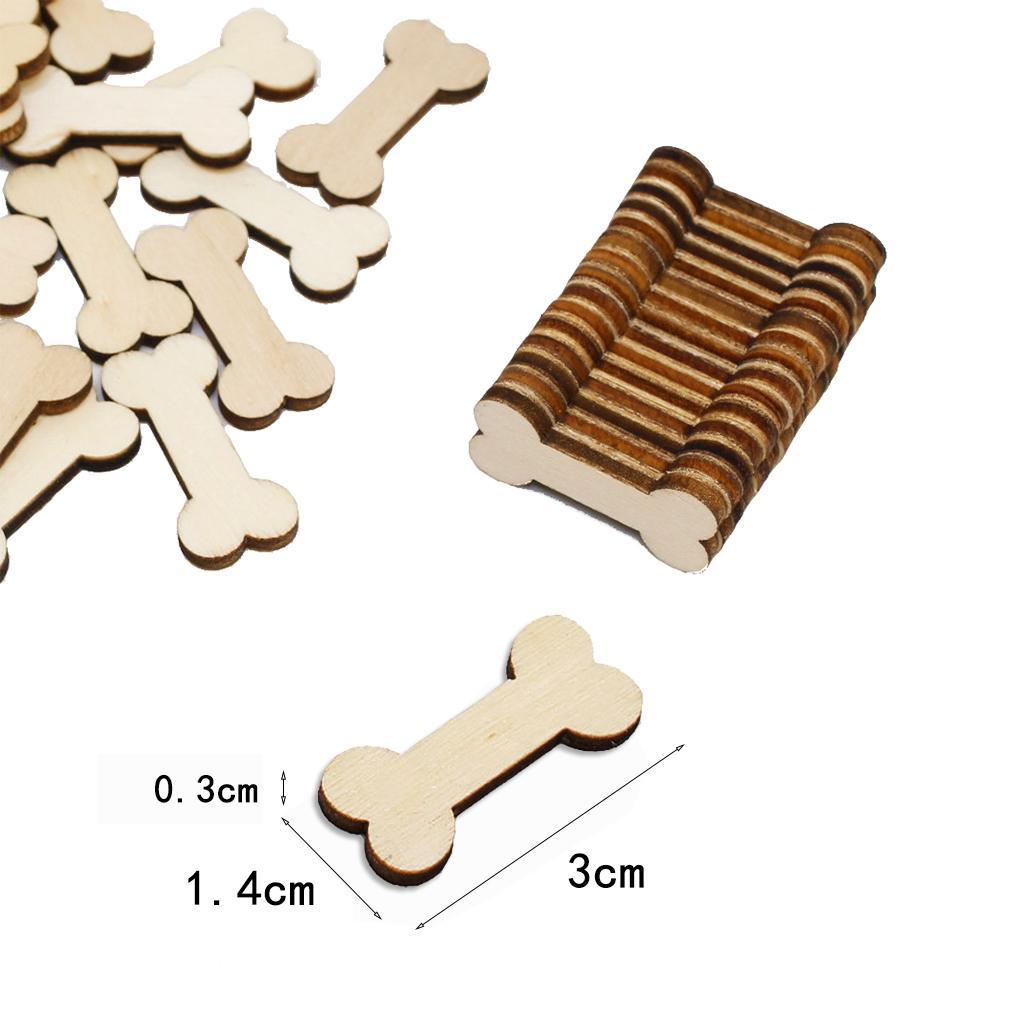 50pcs Unfinished Wood Bone Shape Wooden Pieces Craft Cardmaking Scrapbooking