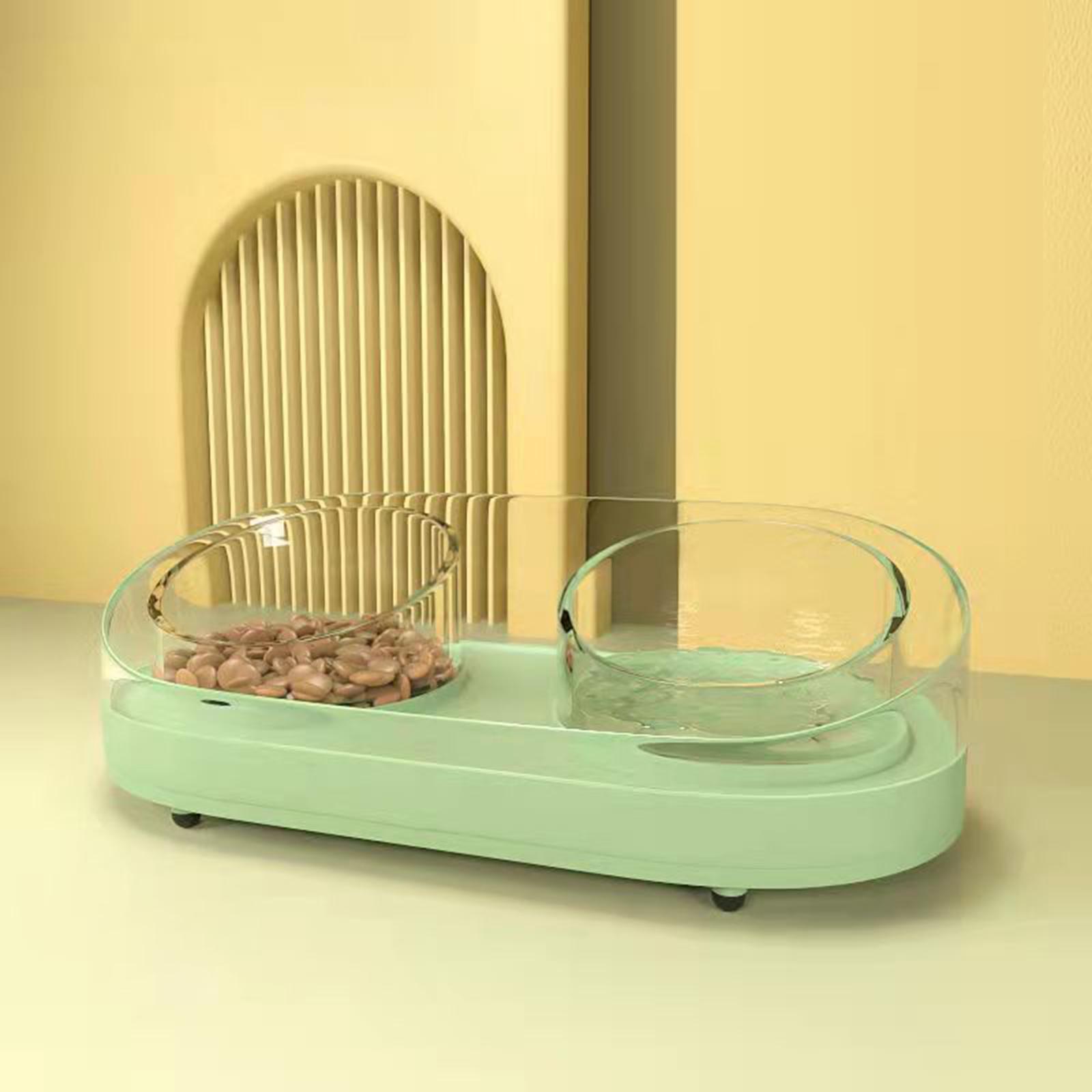 Glass Double Cat Water and Food Bowls Pet Feeder Waterer Pet Dispenser