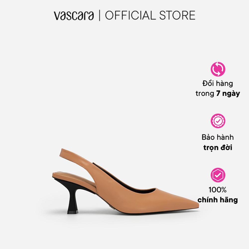 Vascara Giày Slingback Bít Mũi Nhọn Black Spool Heel - BMN 0538