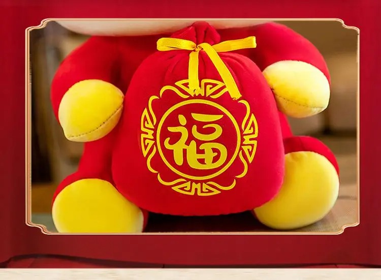 Thú nhồi bông rồng thần tài ôm túi tiền đáng yêu - Size từ 22cm đến 70cm - Quà tặng gấu bông rồng đỏ may mắn êm mịn