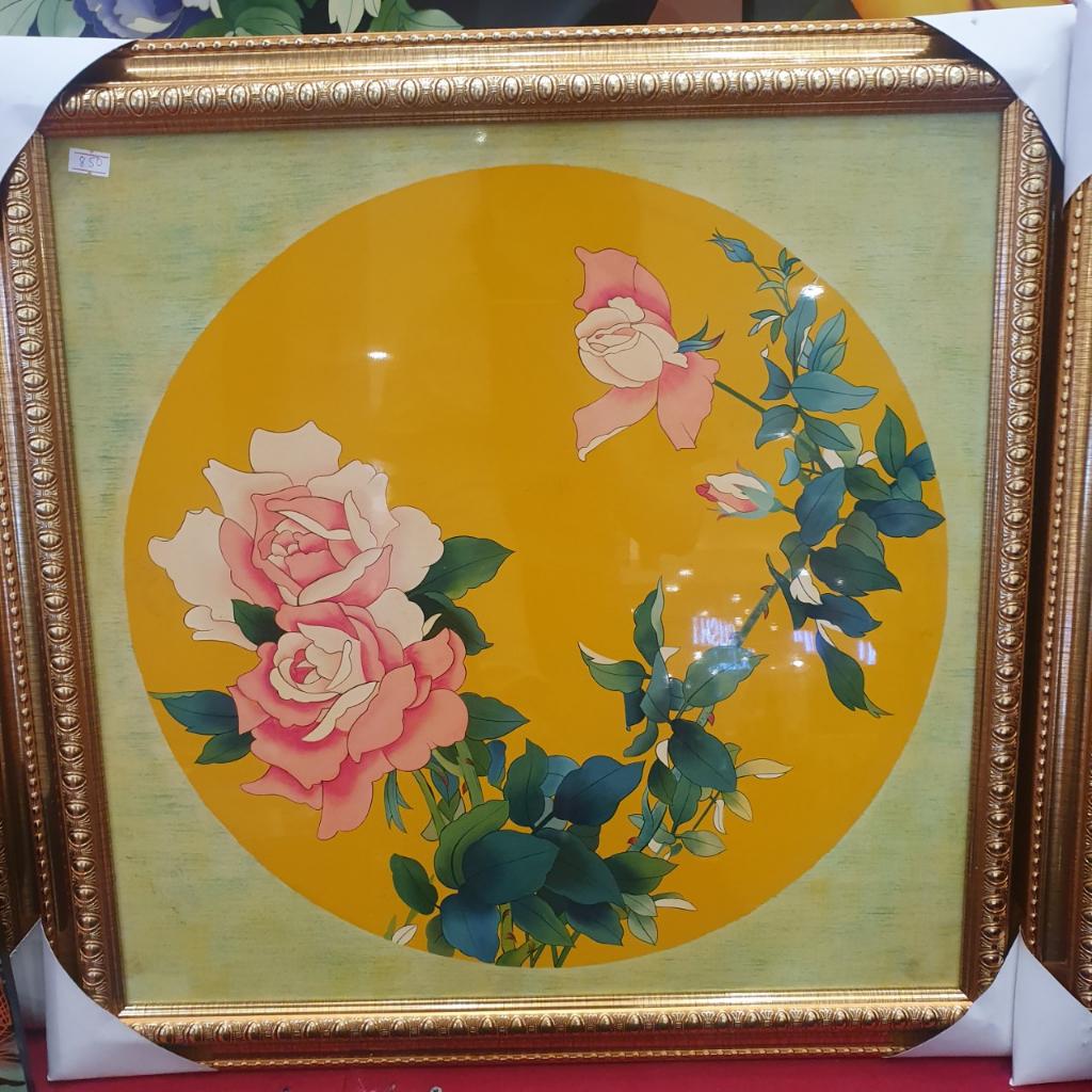 Tranh sơn mài Hoa hàng xuất khẩu 50x50 cm trang trí nhà cửa, làm quà tặng ý nghĩa