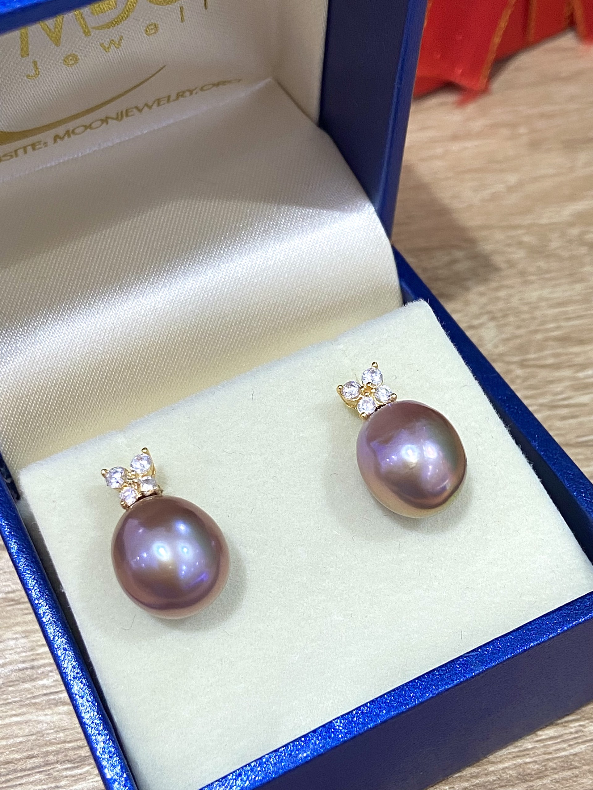 Bông Tai Ngọc Trai Edison Ánh Tím  - MOON Jewelry