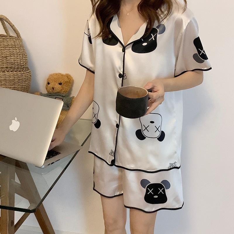 Pijama - Đồ Bộ Ngủ Nữ Cộc Nhiều Màu Vải Lụa Viền Đen Họa Tiết mã CCLP09
