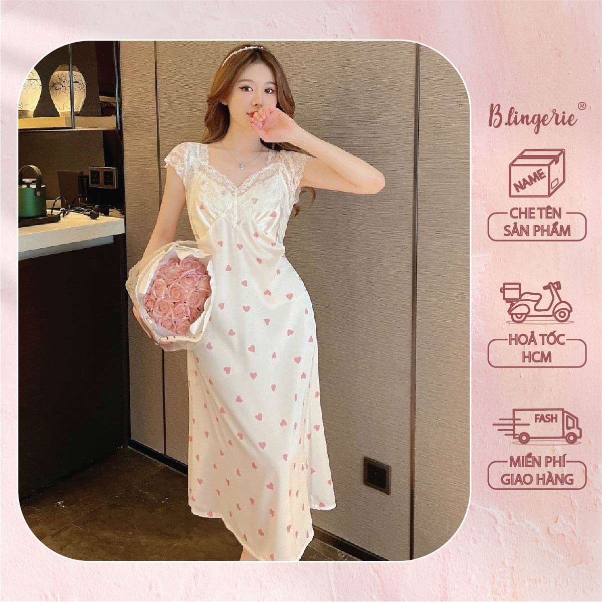 Váy Ngủ Lụa Satin Quý Phái - B.Lingerie