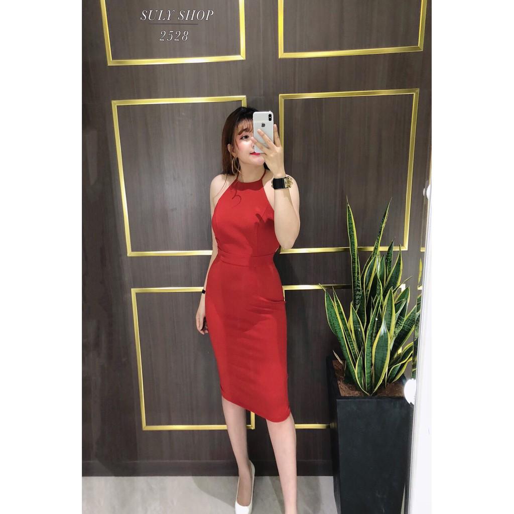 Đầm body yếm dây cột cổ