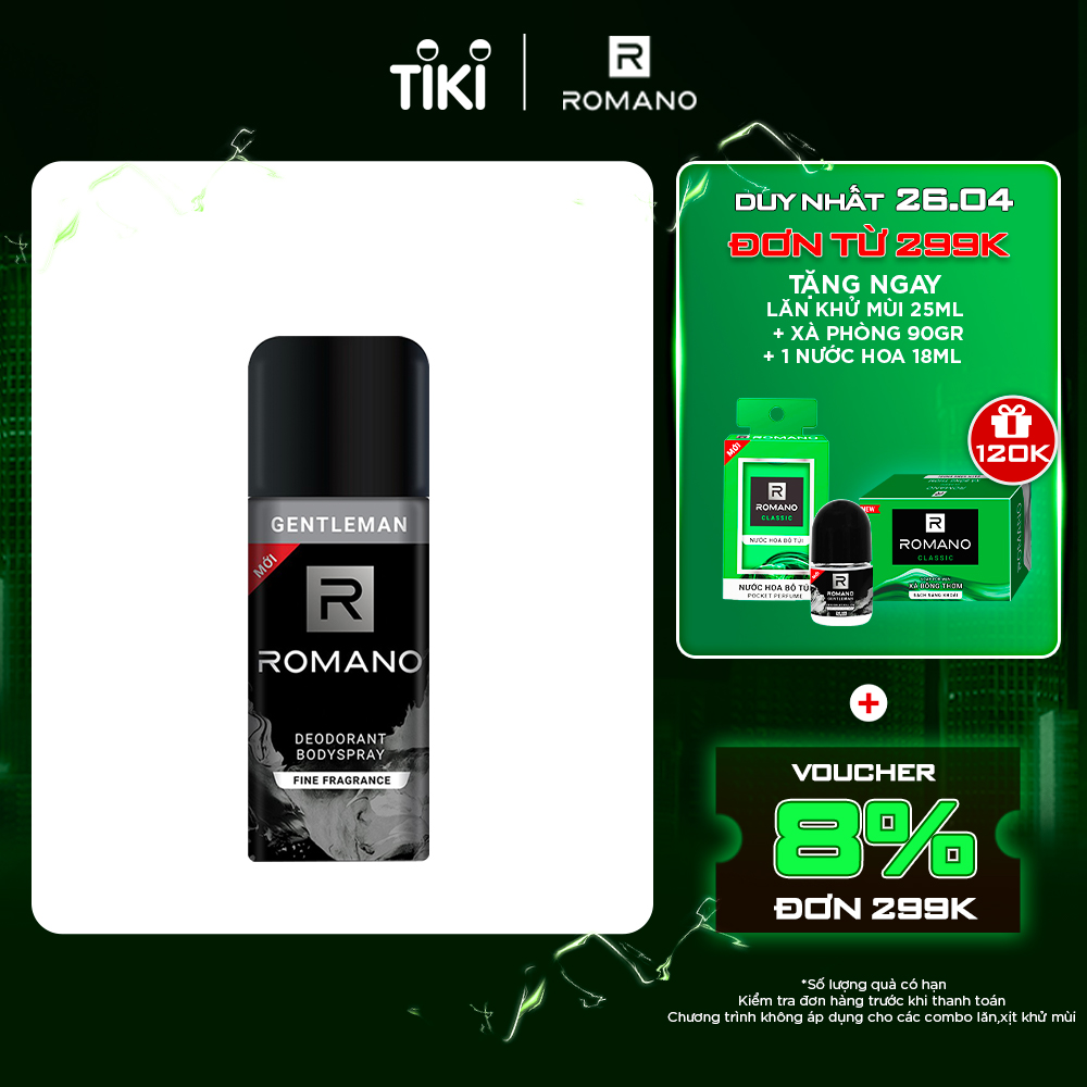 Xịt khử mùi Romano Gentleman 195ml