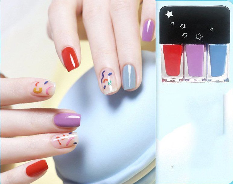 Set 3 lọ sơn móng tay, sơn gel móng tay bóng nhiều màu nail color SM12