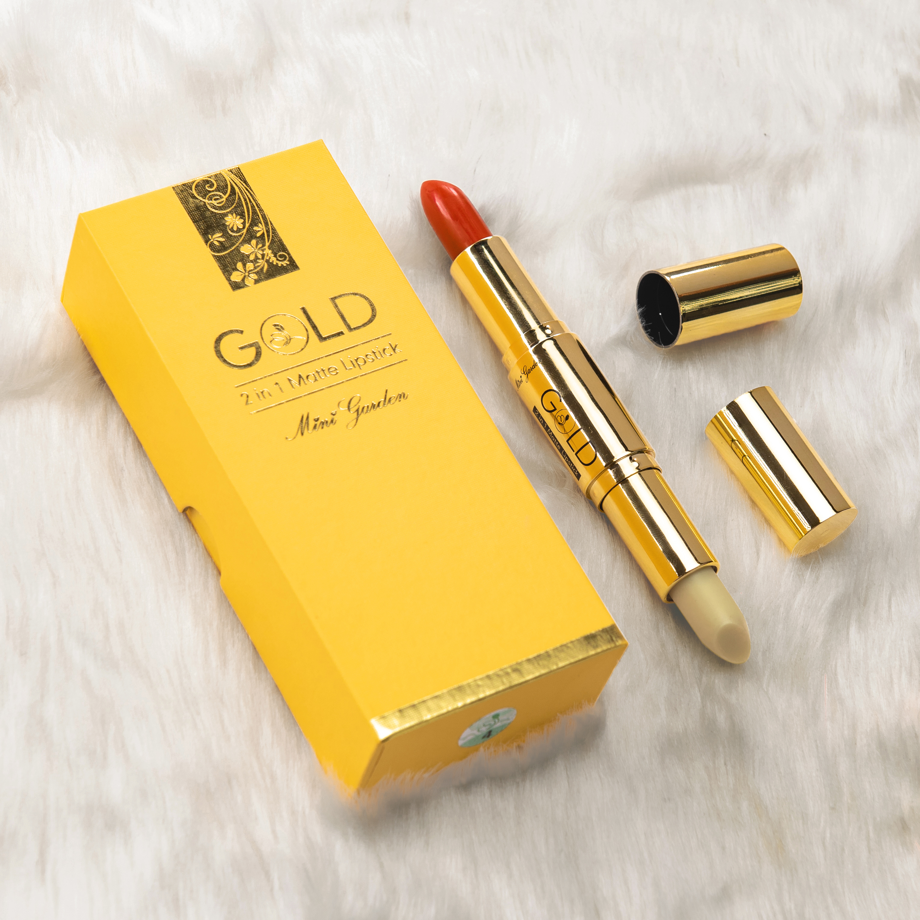 Son Thỏi Mini Garden Gold Matte Lipstick 2 in 1 Màu Nâu Đỏ