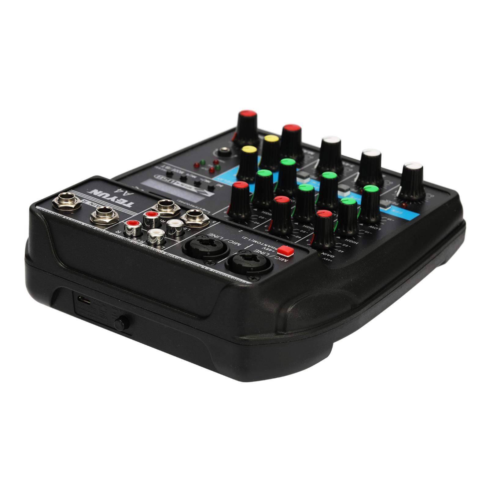 4 Channel USB Audio Mixer Mixing Console Sound Card Small Mixer Black