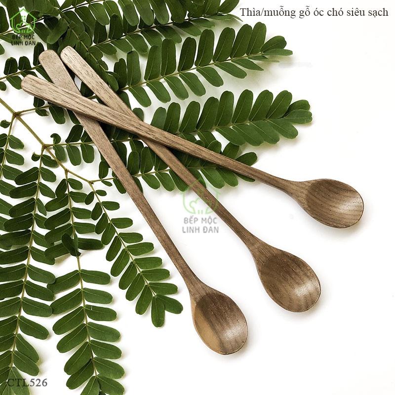 Muỗng/Thìa gỗ Óc Chó nhỏ chuôi / cán dài - thìa cafe/ sinh tố