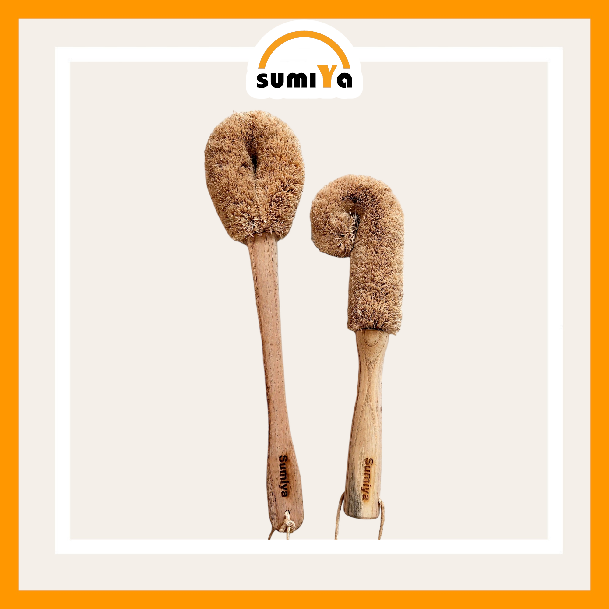 Cọ sợi chuối cán gỗ, cọ chà rửa ly sợi chuối, cọ đa năng sợi chuối tự nhiên thân thiện môi trường