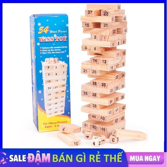 Bộ đồ chơi rút gỗ 54 thanh mini + 4 xí ngầu