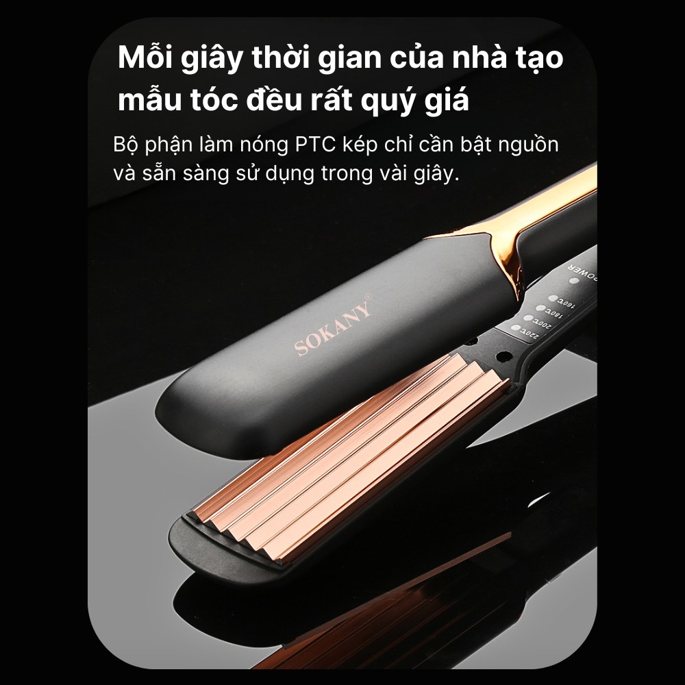 Máy dập phồng chân tóc SOKANY SK1906 dập xù, bấm xù, bấm mè tạo kiểu chuyên nghiệp với 4 mức nhiệt - HÀNG CHÍNH HÃNG - DELIYA