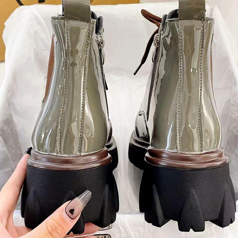 Giày Bốt Martin Da Lót Lông Cừu Dày Dặn Tăng Chiều Cao Kiểu Retro Thời Trang Mùa Thu 2022 Cho Nữ