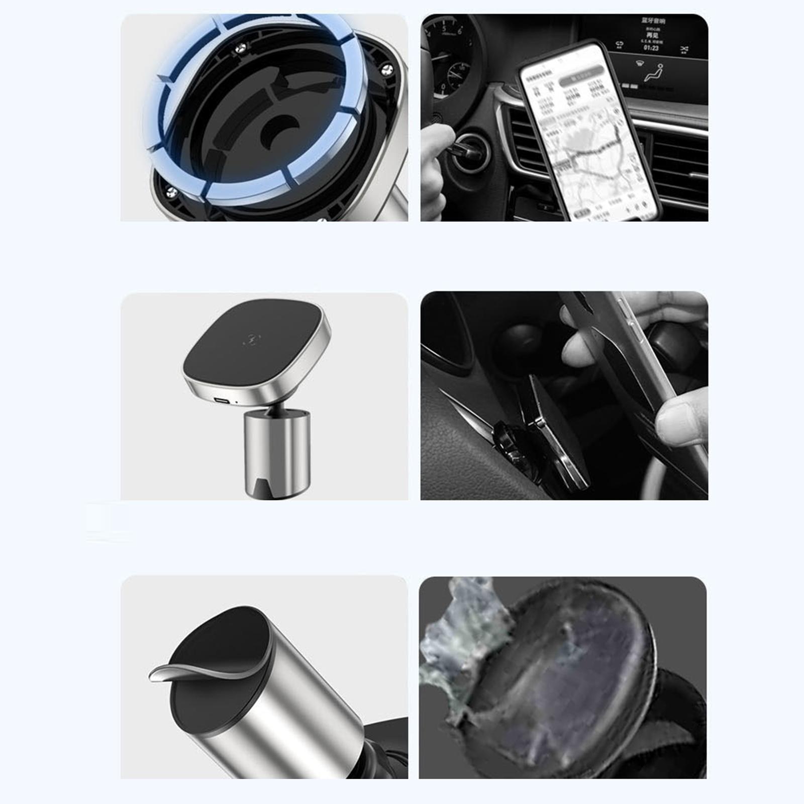 Car Phone Mount Holder Magnetic Aluminium Alloy ABS Fast Charge Bracket for Phone 12