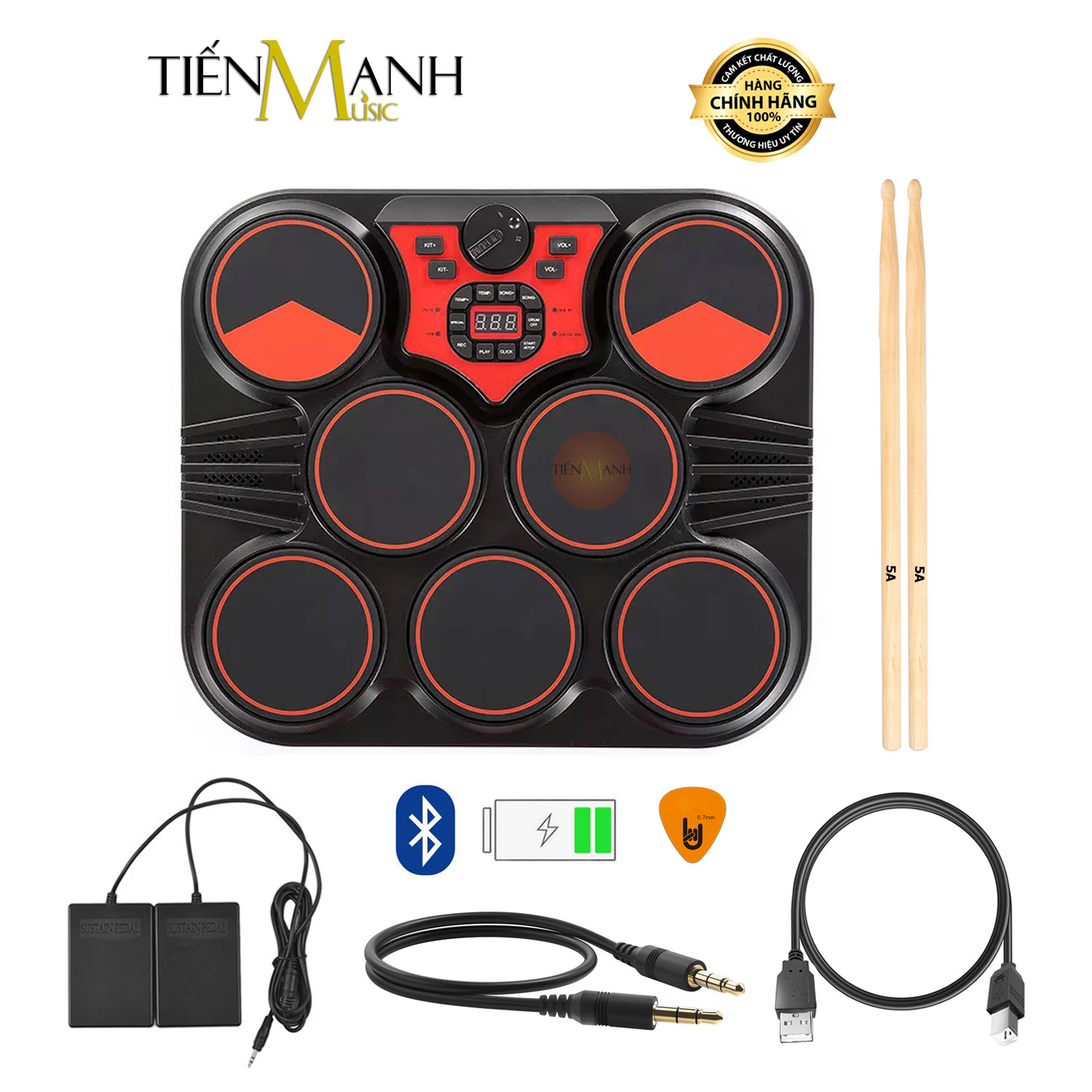 Bộ Trống Điện Tử 7 Mặt Wersi R7113 - 7 Pad Electronic Digital Drum Kit Hàng Chính Hãng - Kèm Móng Gẩy DreaMaker