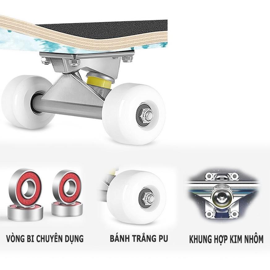 Ván trượt skateboard Keen Store gỗ phong 7 lớp mặt đen nhám tải trọng 180kg dành cho người lớn và trẻ em