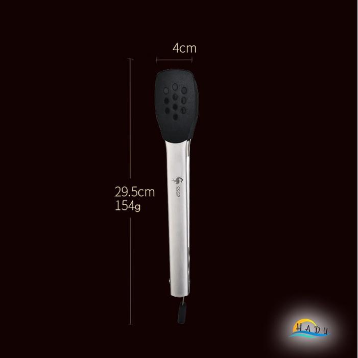 Kẹp Gắp Thức Ăn Silicone Inox 304 Cao Cấp Đạt Tiêu Chuẩn LFGB Đức Mở Rộng Linh Hoạt HADU