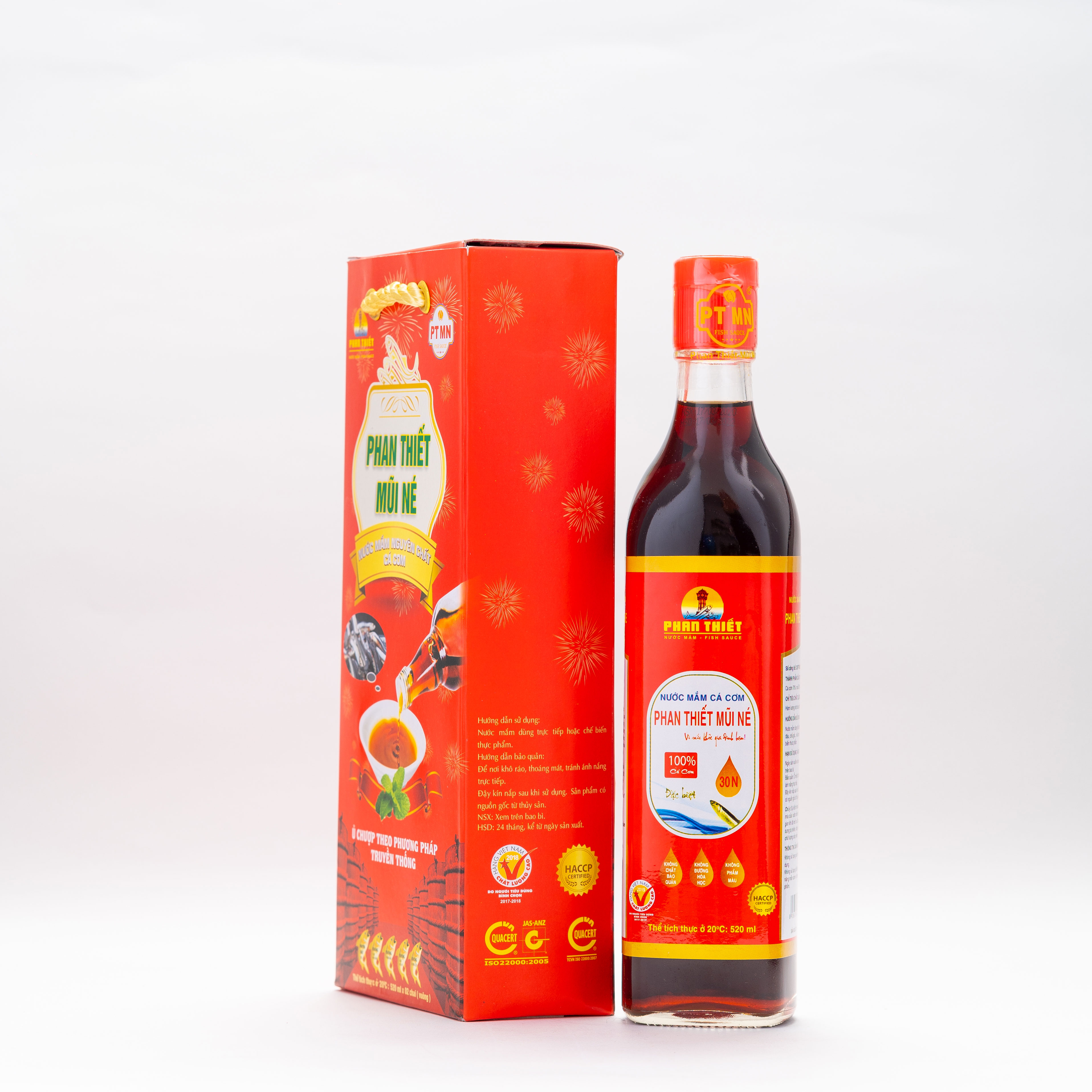 30 Đạm x 520ml Nước Mắm Cá Cơm Truyền Thống Phan Thiết Mũi Né 30N 520ml