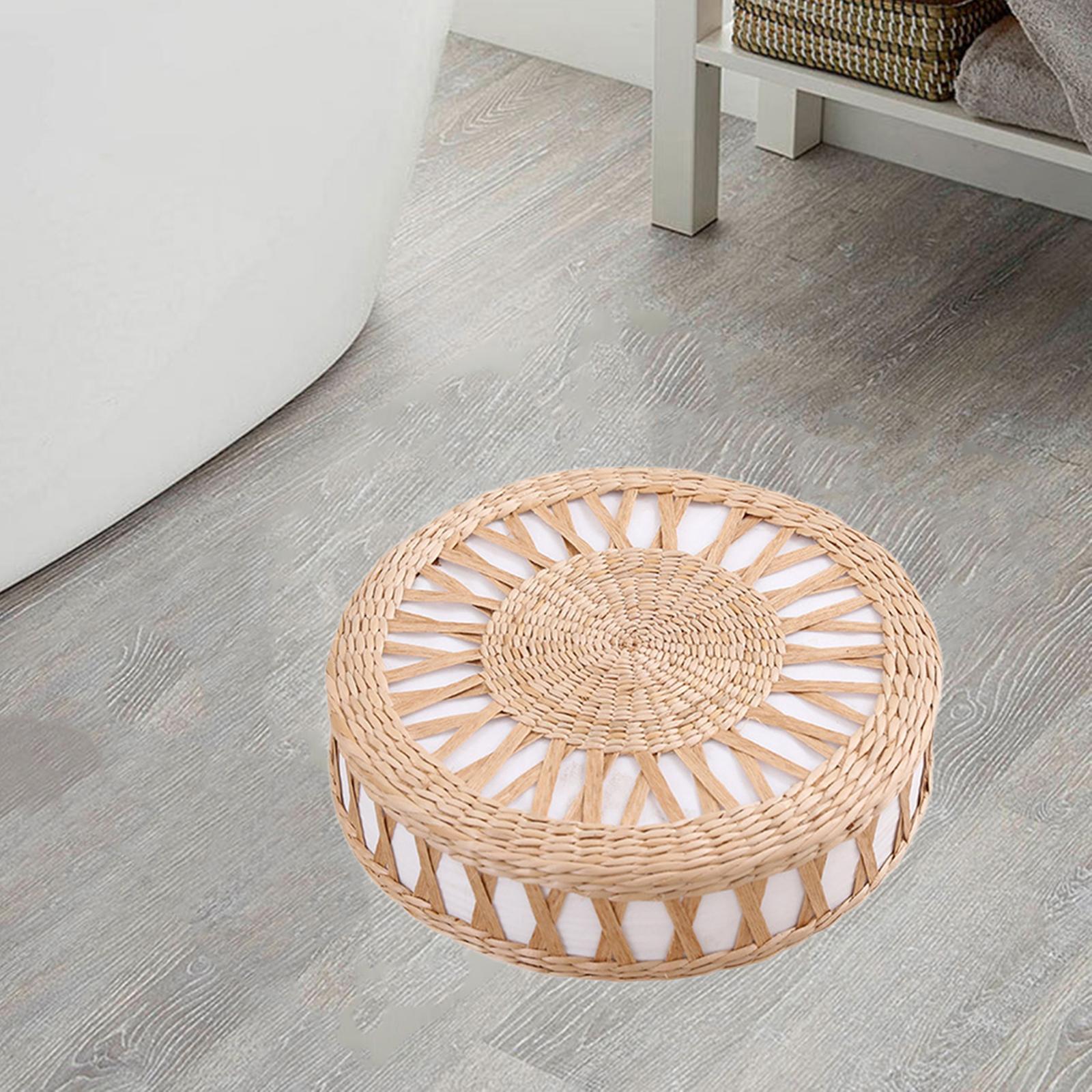 Japanese Flat Seat Cushion Handcrafted Breathable Straw Cushion