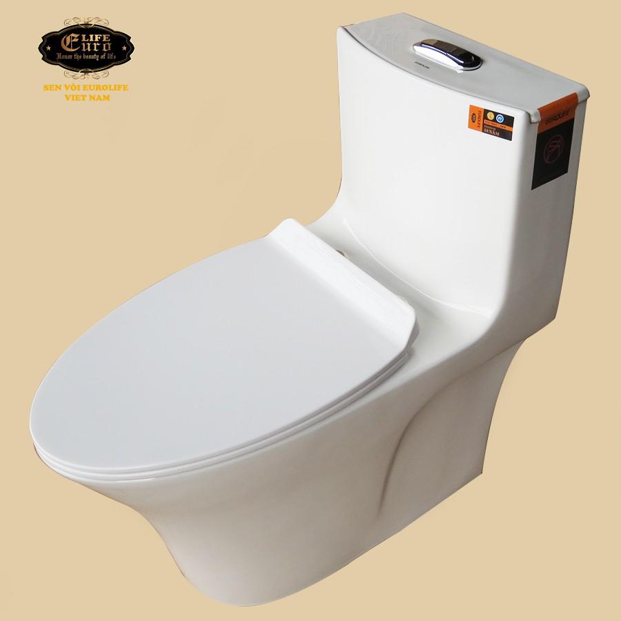 Bồn cầu 1 khối men sứ Nano tuyết, nắp đóng êm Eurolife EL-BC262