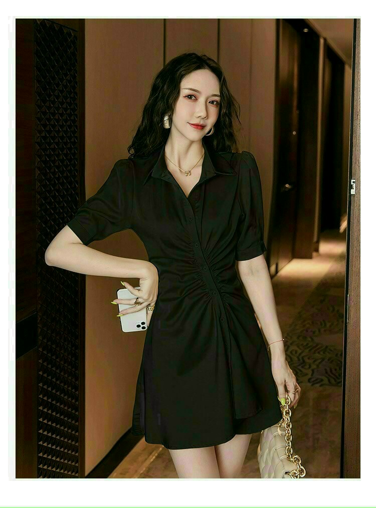 SÉT SHORT LỤA ÁO SƠ MI EO NHÚN LY