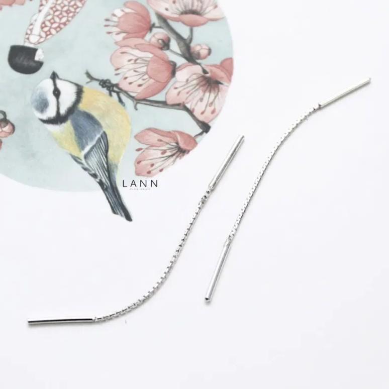 Khuyên xỏ hai thanh trơn S925 LANN