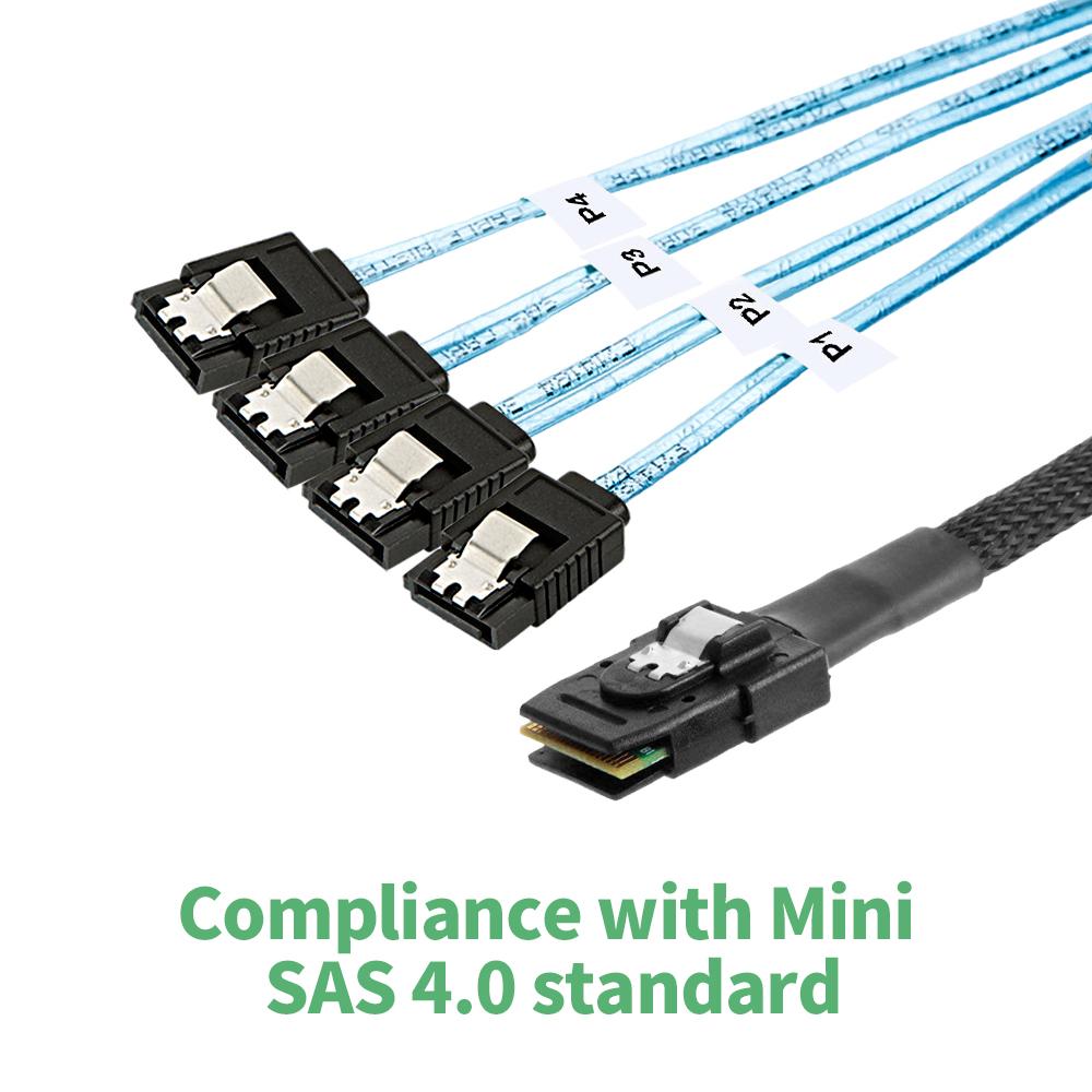 Cáp dữ liệu máy chủ Mini SAS SFF-8087 đến 4 SATA Hard Disk Cable với tốc độ truyền 12Gbps 22,5Gbit / s Băng thông 1M