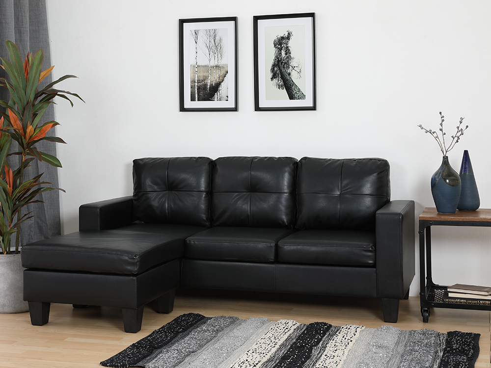 Sofa giường góc chữ L trái ARDEN khung gỗ, đệm bọc da PVC cao cấp màu đen | Index Living Mall -  Phân phối độc quyền tại Việt Nam