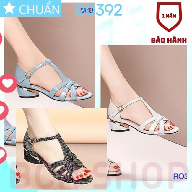 Giày nữ đế thấp hở mũi 2p RO392 ROSATA đế vuông, quai cài sau ôm cổ chân - màu xanh thiên thanh nhạt