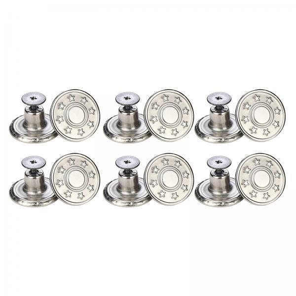 2x12x 17mm Jeans Buttons Repair Studs for Jean Pant Replace Silver Little Star