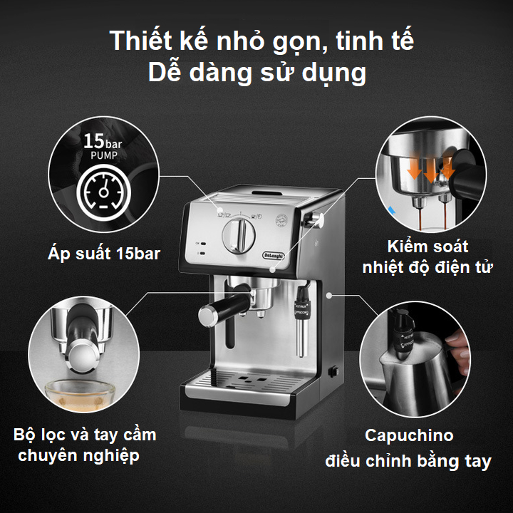 Máy Pha Cà Phê Espresso Delonghi ECP36.31 1100W (15bar) - Hàng Nhập Khẩu