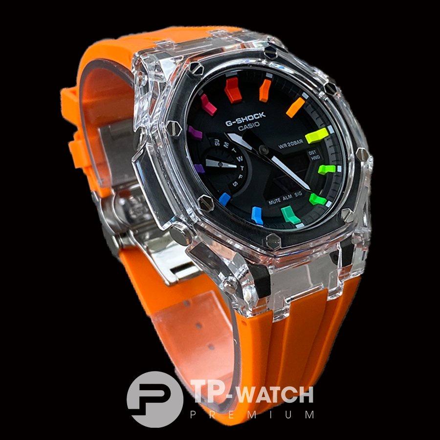 Đồng Hồ Nam Dây Nhựa Casio G-Shock GA-2100SKE-7A AP Custom Skeleton Orange x Rainbow Royal Oak (Special)