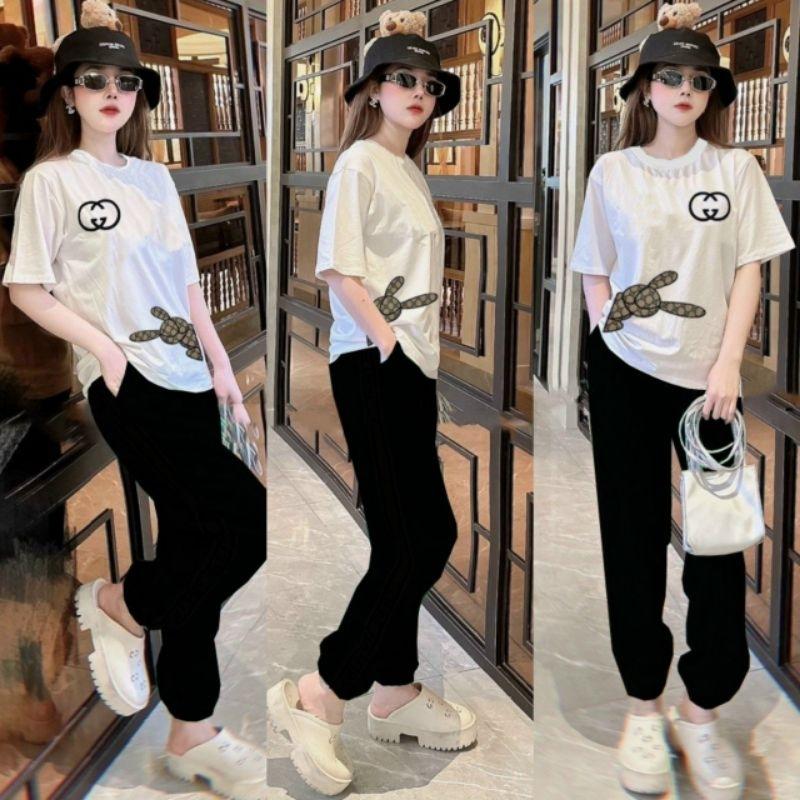 Sét đồ bộ đi chơi thun nữ áo form rộng phối quần dài bo gấu thời trang cao cấp mẫu mới đẹp có bigsize