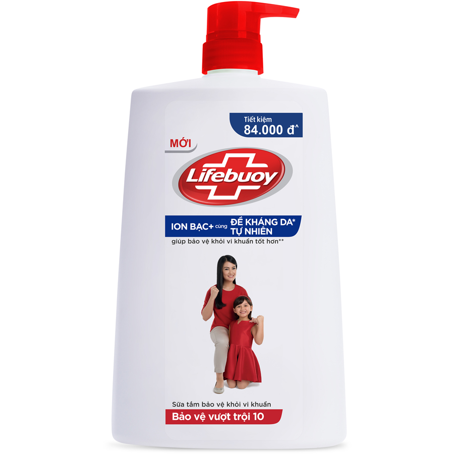 Sữa Tắm Lifebuoy Sạch Khuẩn Bảo Vệ Vượt Trội Mạnh Mẽ Chứa Ion Bạc+ Hỗ Trợ Cùng Đề Kháng Da Tự Nhiên Chai 1000G