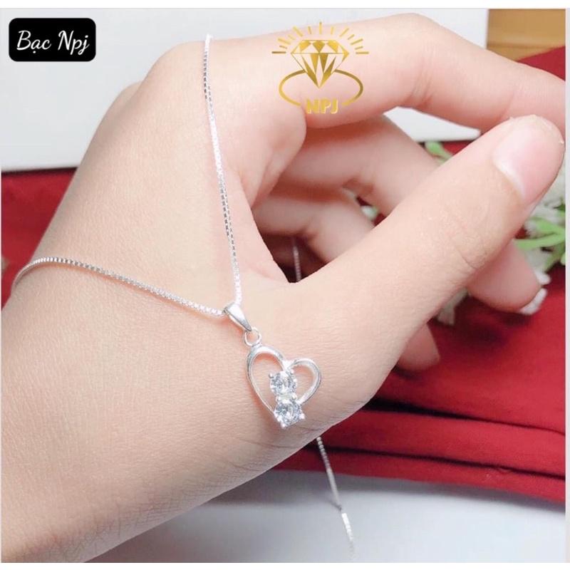 Dây chuyền tim đính đá Tình yêu ️ Siêu Xinh ️,ảnh thật - Bạc Npj