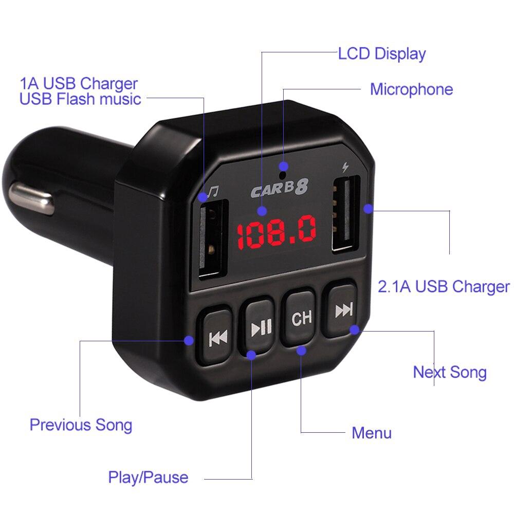 B8 Bluetooth Car MP3 Player Bộ điều chế máy phát FM rảnh tay Thẻ nhớ USB TF
