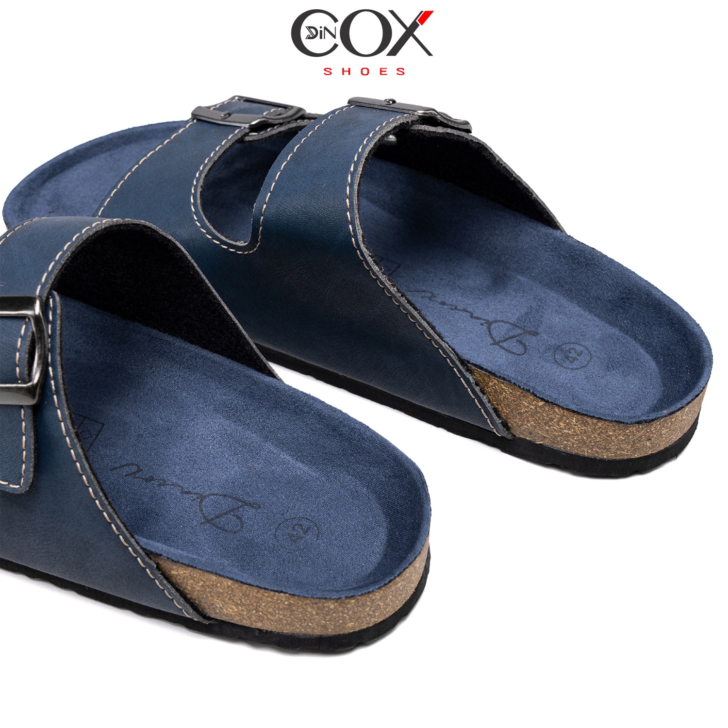 Dép Đế Trấu Nam 2 Khóa Navy DC01 Dincox