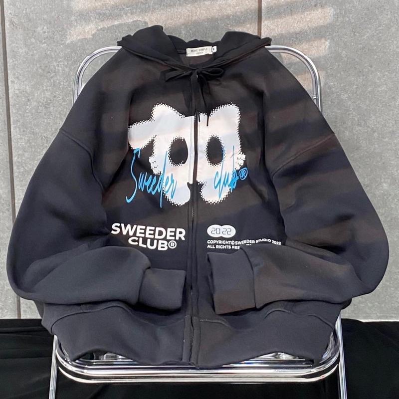 Áo Khoác Hoodie Form Rộng Phối Zip Unisex CAT Vải Nỉ Bông Dày Dặn