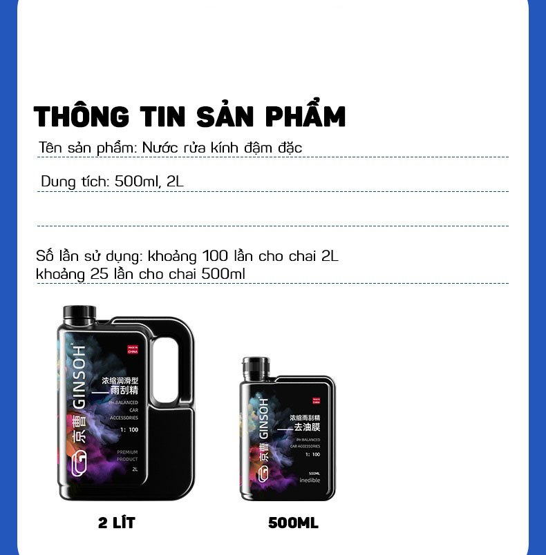 Nước Rửa Kính Ô Tô Đậm Đặc Phù Hợp Với Mọi Loại Xe Hơi - Hàng Nhập Khẩu