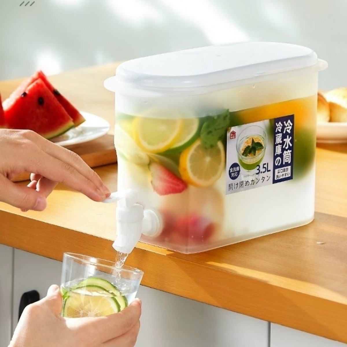 Bình Đựng Nước Có Vòi 3,5L Để Trong Tủ Lạnh Tiện Lợi Đa Năng Ngăn Nắp Loại 1 - Hàng Chính Hãng MINIIN