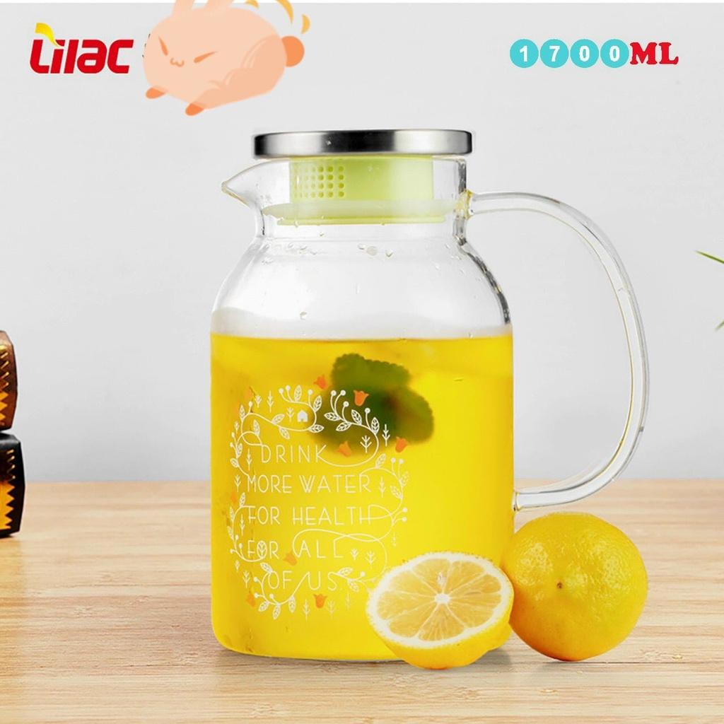 Bình đựng nước uống thủy tinh cao cấp nắp inox 1.7l