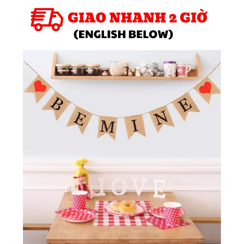 Dây cờ trang trí Valentine - Valentine bunting vlt18