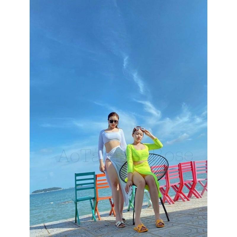 Bikini tay dài kèm khăn quấn siêu sang Ngọc trinh 5 màu kèm ảnh thật và feedback