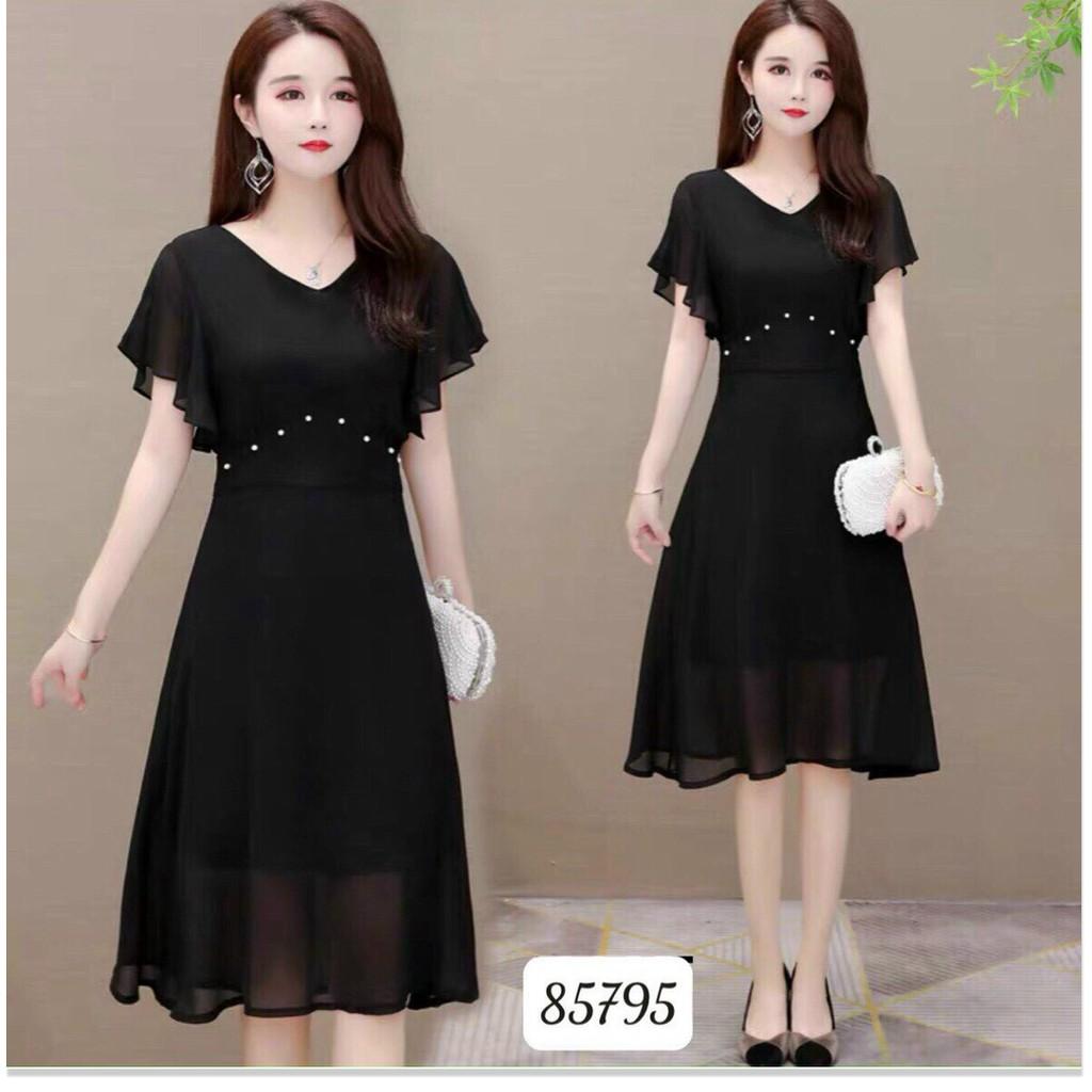 ĐẦM VOAN Ý ĐÍNH NGỌC,ĐƯỢC THIẾT KẾ HỌA TIẾT TRƠN NHƯNG KHÔNG KÉM PHẦN SANG TRỌNG THỜI TRANG VINA 1HIT FASHION