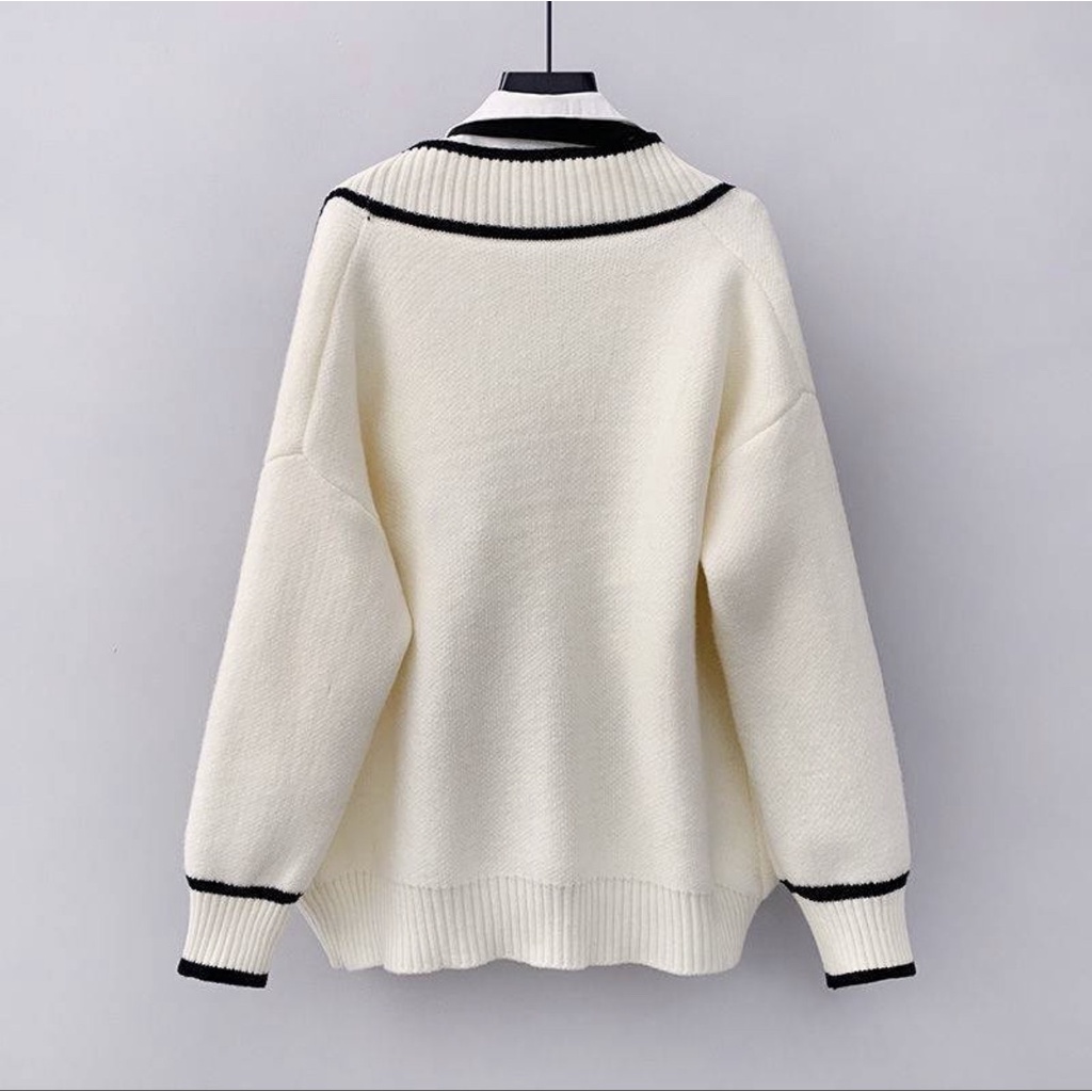 Áo khoác len cardigan nữ dáng dài chạy viền AL070