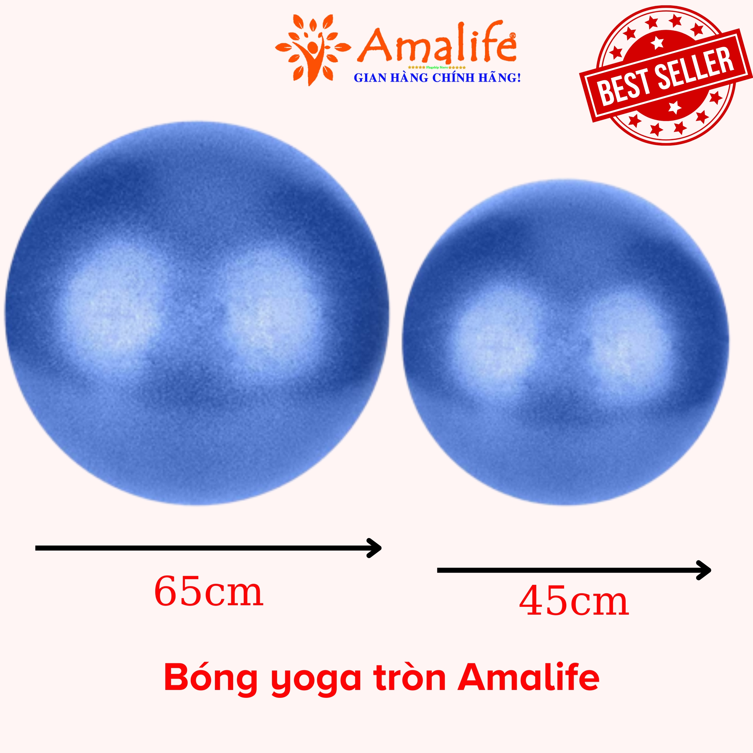 Bóng tập Yoga, Bóng Yoga tròn cỡ đại chọn cỡ 45cm, 65cm cao cấp - Hàng chính hãng Amalife