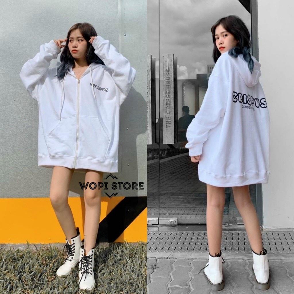 Áo Khoác Nỉ Bông CRISPUS Dây Kéo Form Rộng Unisex Nam Nữ Couple Ulzzang XÙ