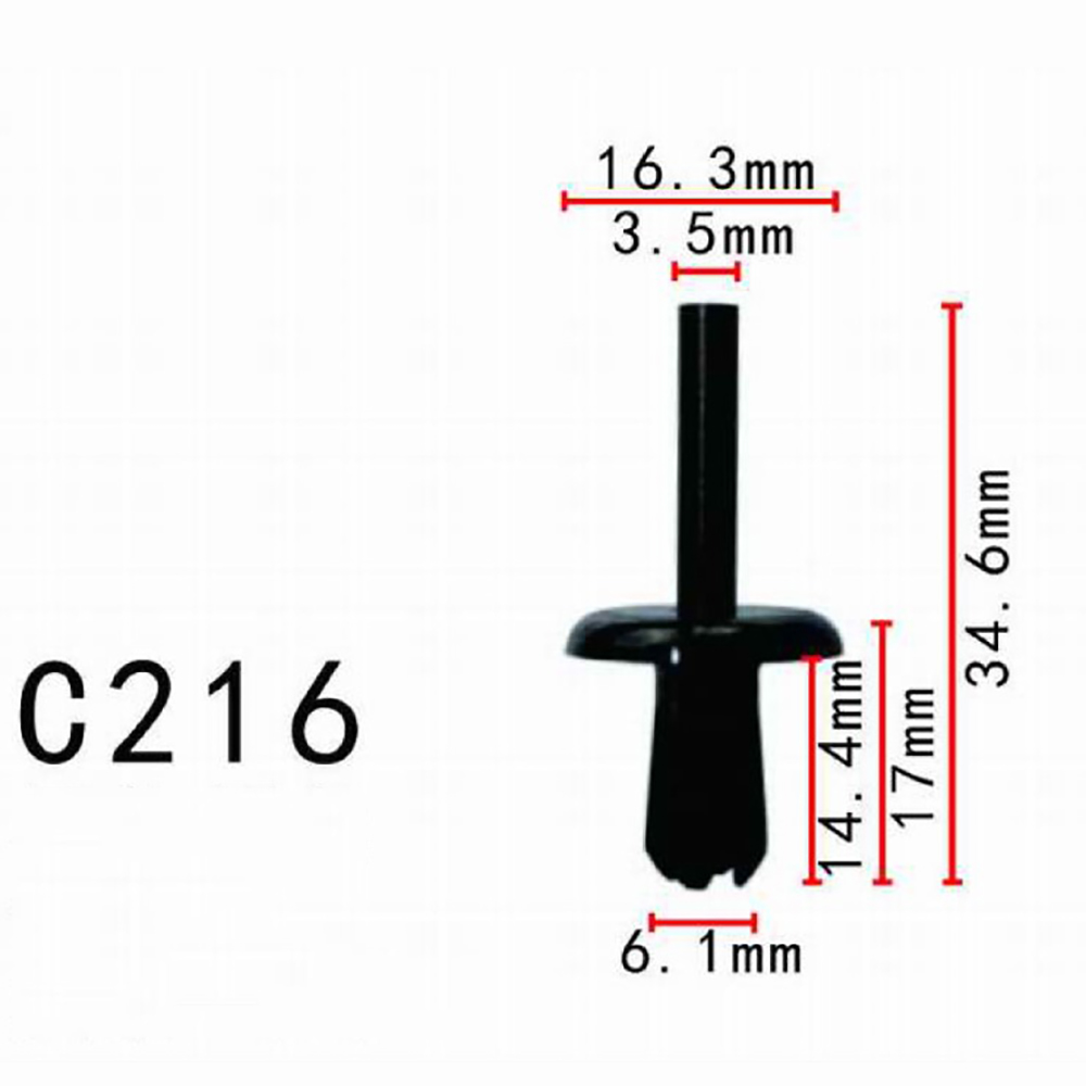 Gói 10 cái đinh tán chốt nhựa dành cho xe ô tô Fiat cao cấp sản xuất đúng theo kích thước chuẩn của nhà sản xuất xe hơi