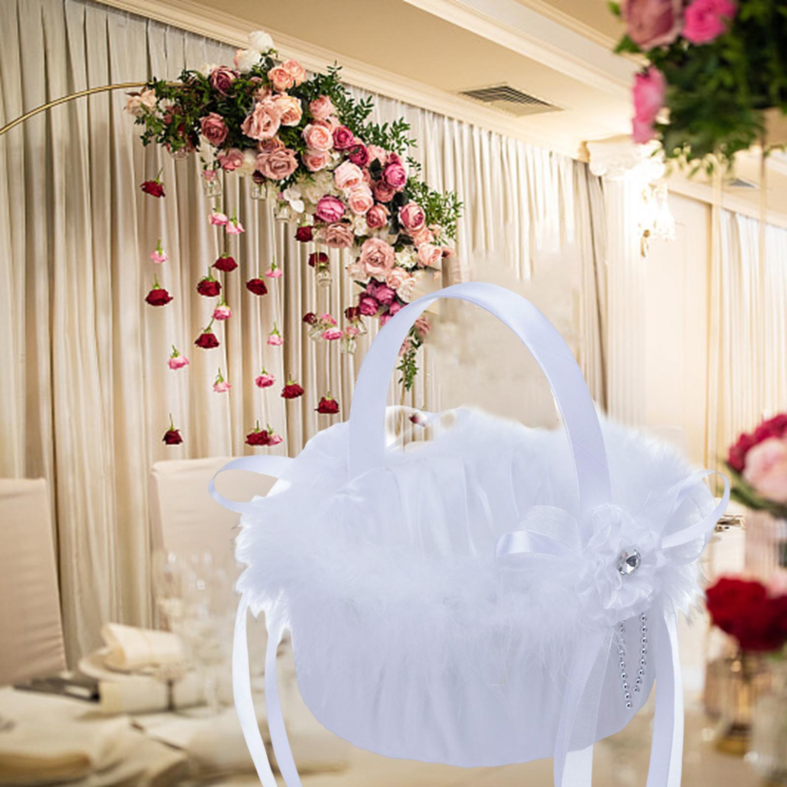 Flower Girl Basket Decor Elegant Multipurpose for Bridesmaid Bride Ceremony